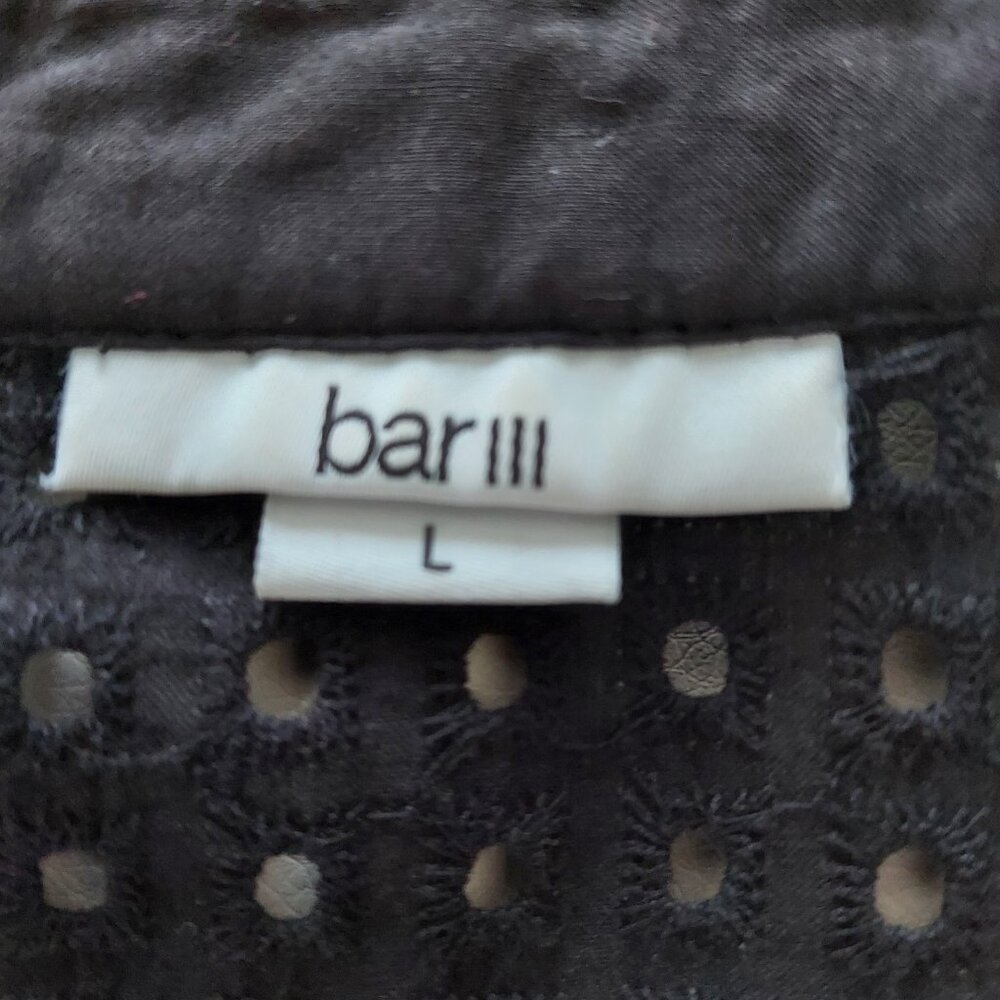 Bar III Black Eyelet/Crochet Moto-Style Jacket. SZ L. 100% Cotton - Picture 4 of 4
